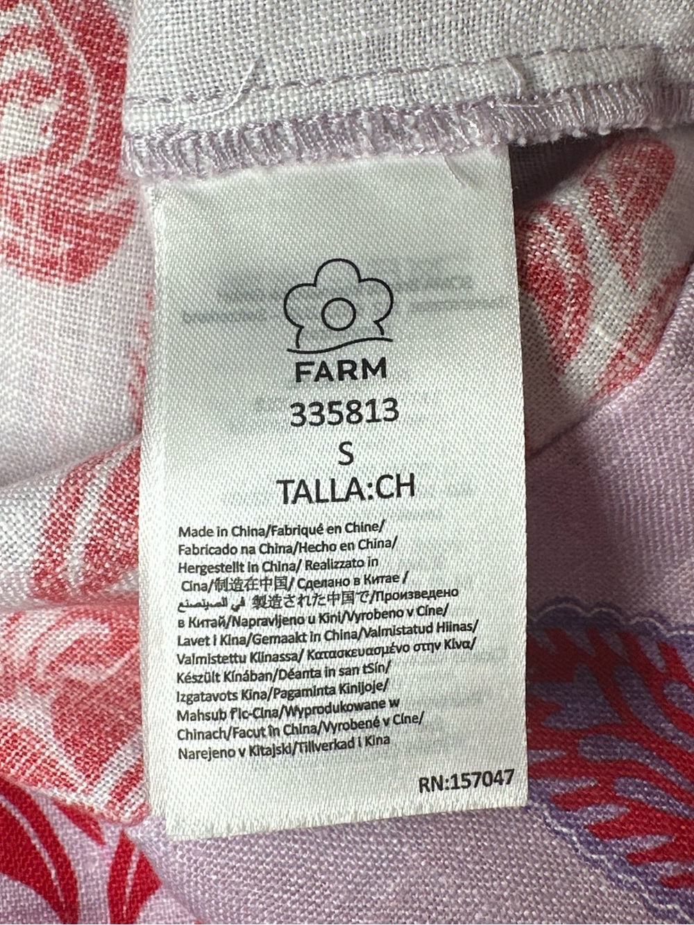 Farm Rio Porcelain Garden Linen Mini Dress Lilac Pink Floral Rope Strap Size S - Picture 13 of 14